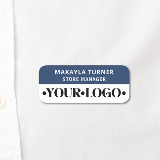 Etiqueta De Nome Logotipo Personalizado Funcionário Azul