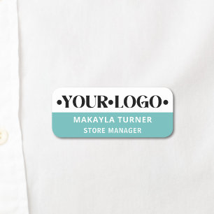 Etiqueta De Nome Logotipo Personalizado Funcionário Turquesa