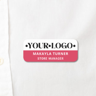 Etiqueta De Nome Logotipo Personalizado Funcionário Vermelho