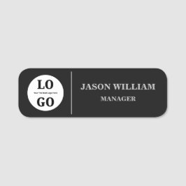 Etiqueta De Nome Logotipo Personalizado Luxo Preto para Funcionário