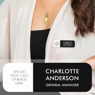 Etiqueta De Nome Logotipo Personalizado Moderno - Branco Preto