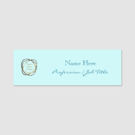 Etiqueta De Nome Logotipo Personalizado Turquesa Elegante Moderna d