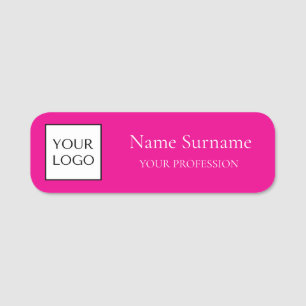 Etiqueta De Nome Logotipo Promocional Rosa Quente Brilhante