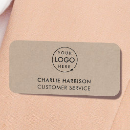 Etiqueta De Nome Logotipo Rustic Kraft | Funcionarios para funcioná