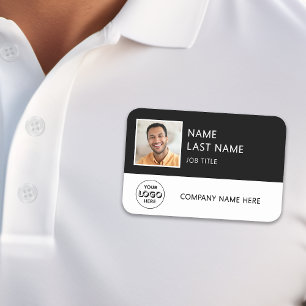 Etiqueta De Nome Logotipo Simples da Empresa Foto do Funcionário Pr