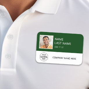 Etiqueta De Nome Logotipo Simples da Empresa Foto do Funcionário Ve