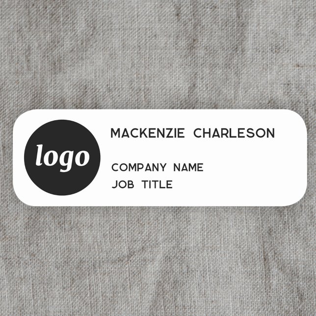 Etiqueta De Nome Logotipo Simples Minimalista (Logo with text business promotional magnetic or pin company name tag label)