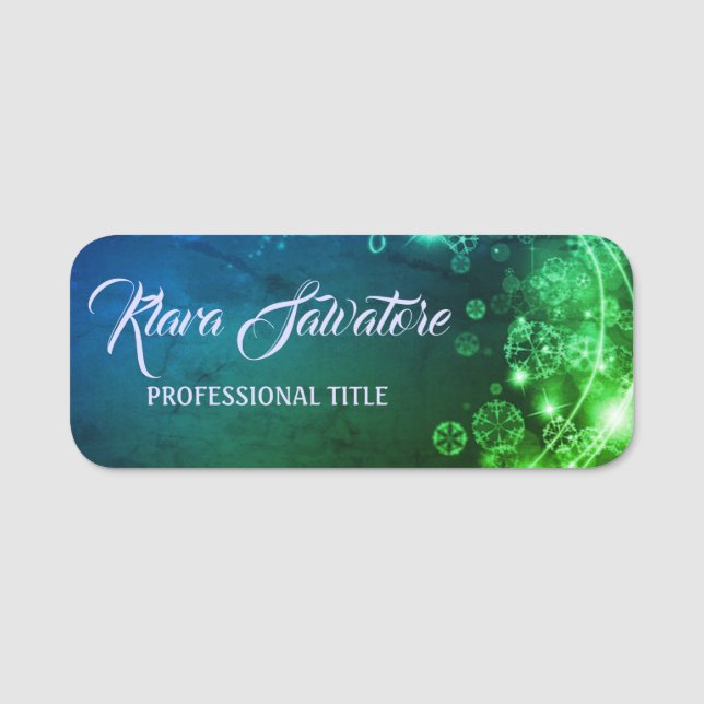 Etiqueta De Nome Luminoso Belo Natal Verde (Frente)