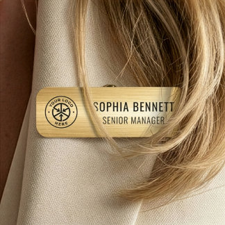 Etiqueta De Nome Luxo Minimalista Preto e Dourado Brushed Personali