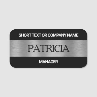 Etiqueta De Nome Luxury Black & Brushing Silver: nome da empresa, t
