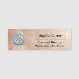 Etiqueta De Nome Luxury Real Estate Realtor Name Tag | Marble look