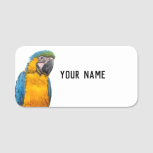 Etiqueta De Nome Macaw azul e Dourado