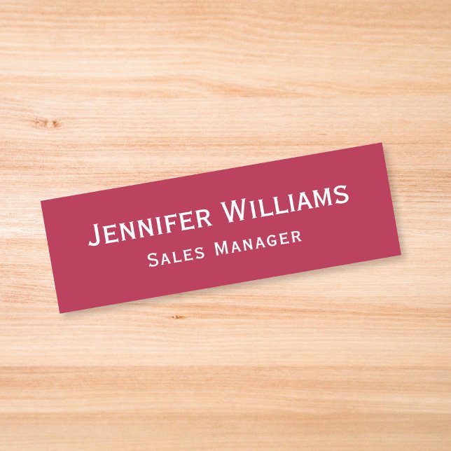 Etiqueta De Nome Magenta Red Professional Executivo Empresarial Mod (Modern Magenta Red Professional Business Executive Name Tag)