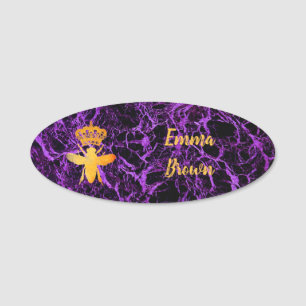Etiqueta De Nome Magnética do pino do Crachá Roxo Dourado da RAINHA