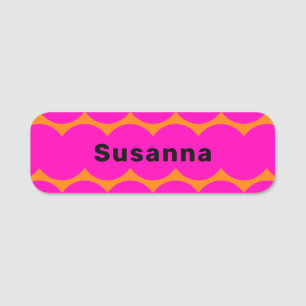 Etiqueta De Nome Magnética Laranja Brilhante Rosa Brilhante