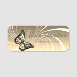 Etiqueta De Nome Magnífico Amarelo Elegante Moderno Com Borboleta
