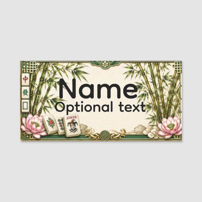 Etiqueta De Nome Mahjong (Frente)