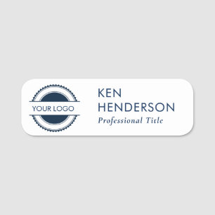 Etiqueta De Nome Marinho-BluBlack e White Logo