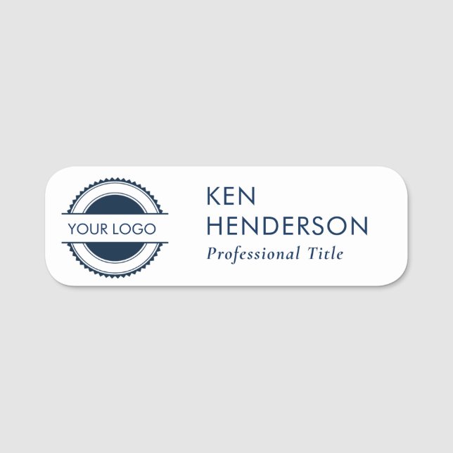 Etiqueta De Nome Marinho-BluBlack e White Logo (Frente)