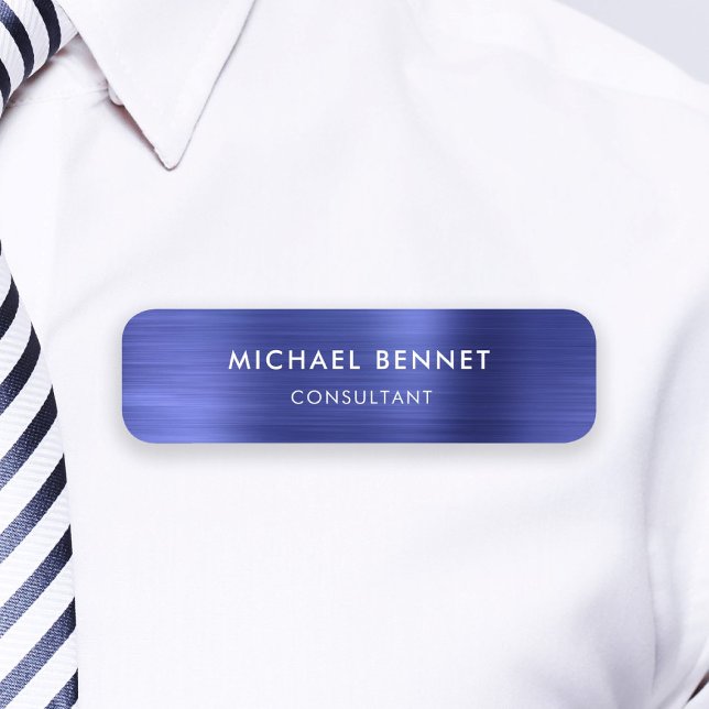 Etiqueta De Nome Marinho Elegante Blue Professional Business (Elegant Navy Blue Professional Business Name Tag)