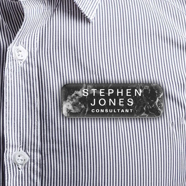 Etiqueta De Nome Mármore preto legante (black marble custom nametag
)