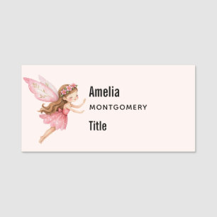 Etiqueta De Nome Menina Fada Fofo em um Negócio Caprichoso de Vesti