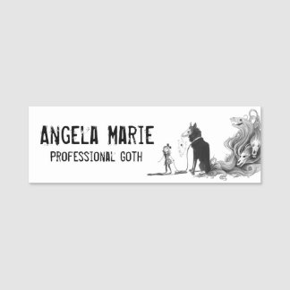 Etiqueta De Nome Menina gótico e seu Nametag escuro da criatura