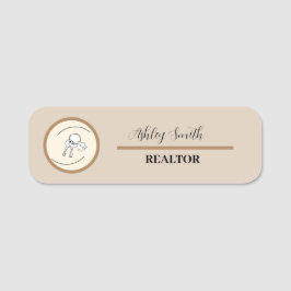 Etiqueta De Nome Menor branco bege personalizado