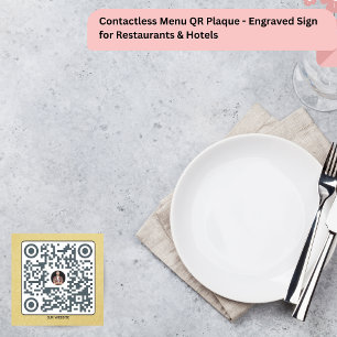 Etiqueta De Nome Menu sem contato QR Plaque - Sinal gravado
