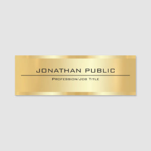 Etiqueta De Nome Metálico Dourado Faux Parece Moderno Elegante Sim