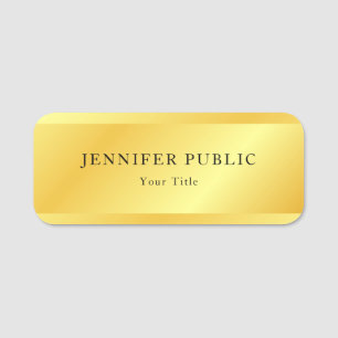 Etiqueta De Nome Metálico Dourado Faux Personalizado Parece Elegant