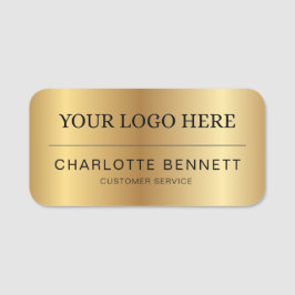 Etiqueta De Nome Metallic Gold Custom Logo Office Employee Staff