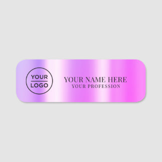 Etiqueta De Nome Metallic Purple Logo Employee magnetic, safety pin
