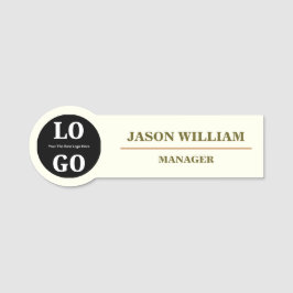 Etiqueta De Nome Minimalist Ivory Custom Logo Employee