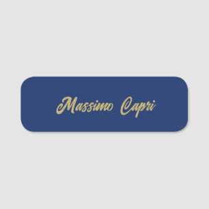 Etiqueta De Nome Minimalista Azul Escuro Dourado Nome Próprio Texto
