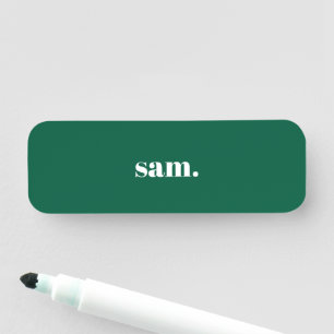 Etiqueta De Nome Minimalista texto personalizado negrito verde