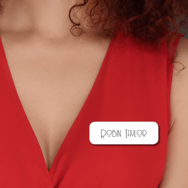 Etiqueta De Nome Mínimo moderno, simples, branco profissional (Criador carregado)