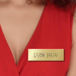 Etiqueta De Nome Mínimo preto Dourado Moderno Simples Profissional