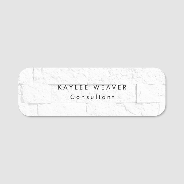 Etiqueta De Nome Mínimo sofisticado de Tijolos de Parede Profission (Frente)
