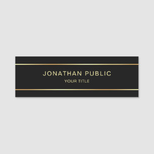 Etiqueta De Nome Modelo de Na moda personalizado preto e Dourado