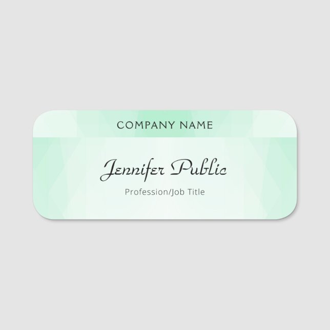 Etiqueta De Nome Modelo de Script Manuscrito Moderno Mint Green (Frente)