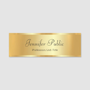 Etiqueta De Nome Modelo de Texto Dourado Personalizado do Script de