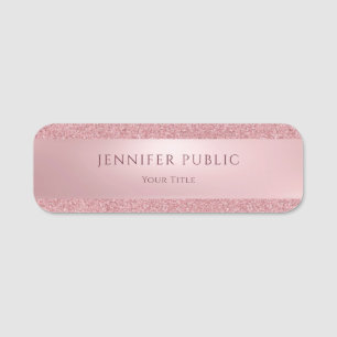 Etiqueta De Nome Modelo Dourado de Rosa de Tendência com Glitter B