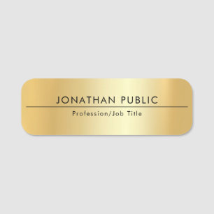 Etiqueta De Nome Modelo Dourado do empregado do encanto moderno