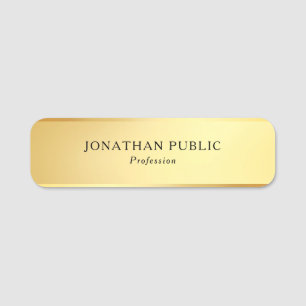 Etiqueta De Nome Modelo Dourado do olhar do encanto simples moderno