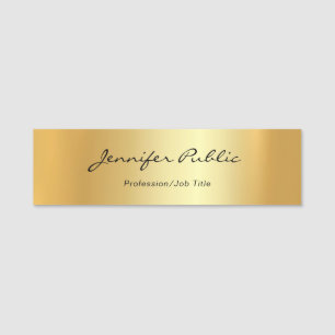 Etiqueta De Nome Modelo Dourado Elegante de Script Manuscrito Moder
