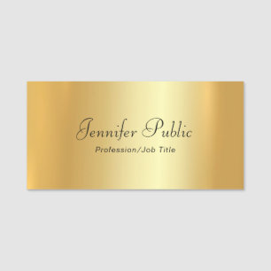 Etiqueta De Nome Modelo Dourado elegante moderno do texto do
