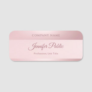 Etiqueta De Nome Modelo Dourado Elegante Rosa com manuscrito