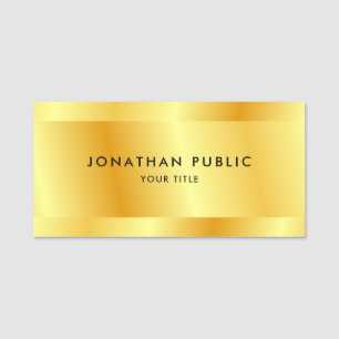 Etiqueta De Nome Modelo Dourado Falso Personalizado Elegante Modern