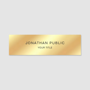 Etiqueta De Nome Modelo Dourado preto moderno profissional elegante